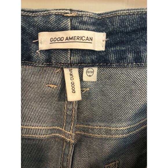 Good American Good Curve Raw Split Hem Jeans Size 12/31 - Picture 7 of 7